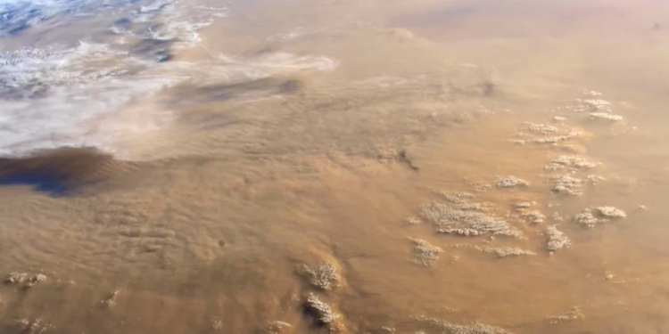 Песчаную бурю в пустыне Сахара сфотографировал астронавт с борта Международной космической станции