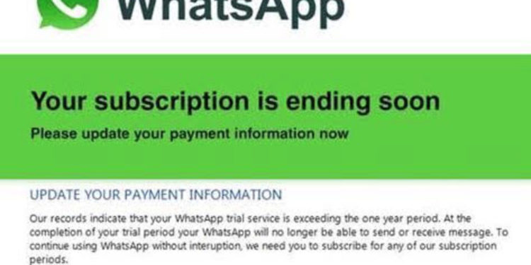 Мошенники предлагают продлить подписку на WhatsApp